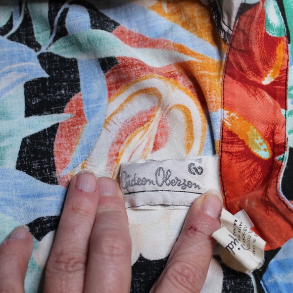 Gideon Oberson unisex Size 42 tropical hawiian floral print button shirt. - Picture 6 of 12
